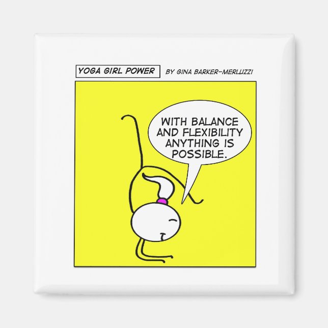 Yoga Girl Power "Balance and flexible" Magnet (Front)
