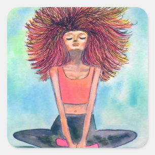 Yoga Girl Serenity Art  Square Sticker