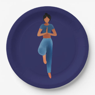 Yoga girl , yoga art paper plate