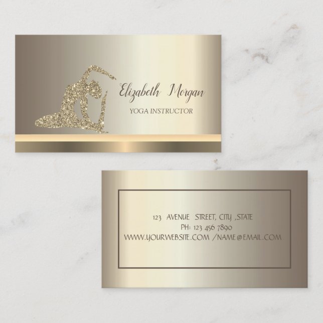 Yoga Glitter Girl Champagne  Business Card (Front/Back)