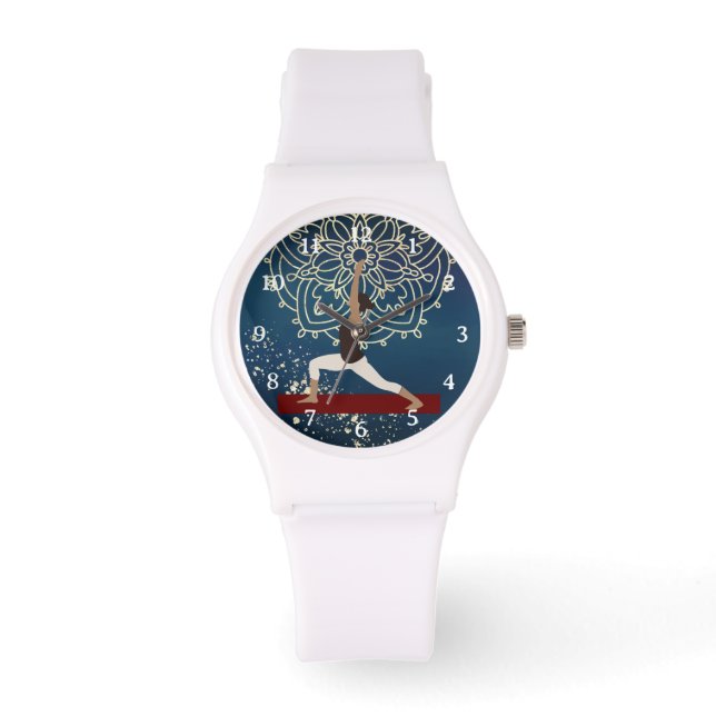 Yoga Gold, Blue and Red Mandala Meditation Watch (Front)