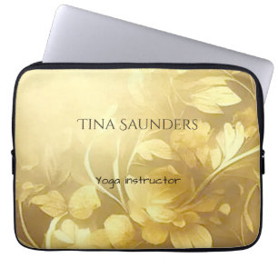 Yoga gold flowers custom name laptop sleeve