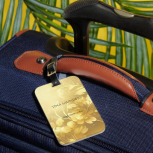 Yoga gold flowers custom name luggage tag