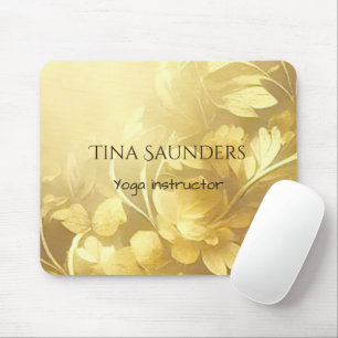 Yoga gold flowers custom name mouse mat