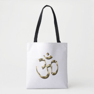 Yoga gold metallic Om Hindu Buddhist Symbol modern Tote Bag