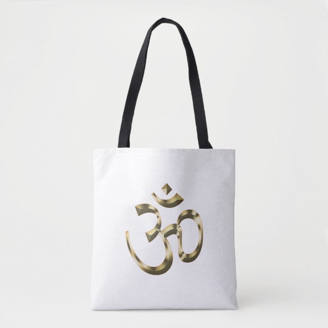 Yoga gold metallic Om Hindu Buddhist Symbol modern Tote Bag (Front)