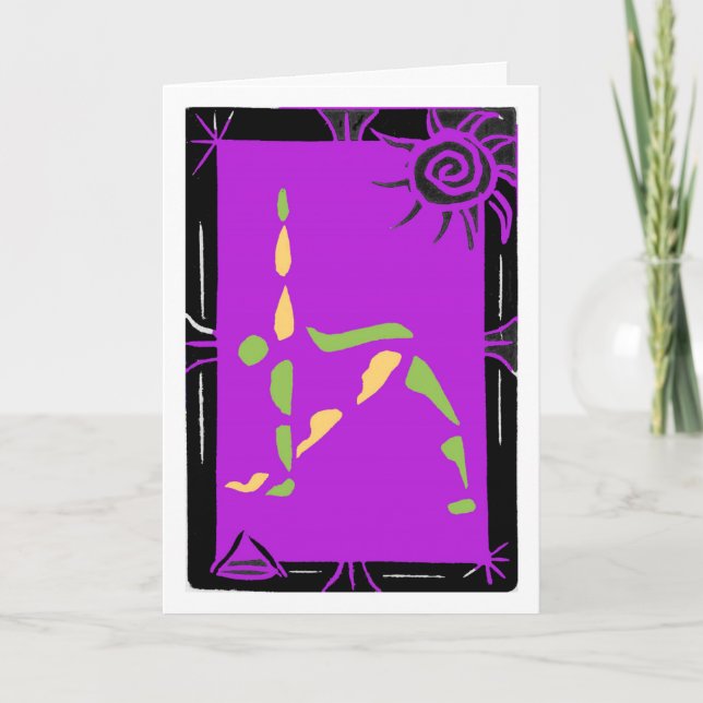 Yoga Greeting Card with Trikonasana/Triangle Pose (Front)
