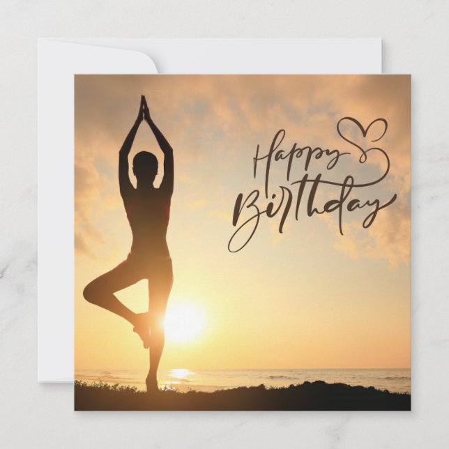 Yoga Happy Birthday Card (Front)