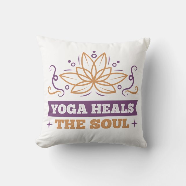 Yoga Heals The Soul Quote Lotus Flower Zen  Cushion (Front)