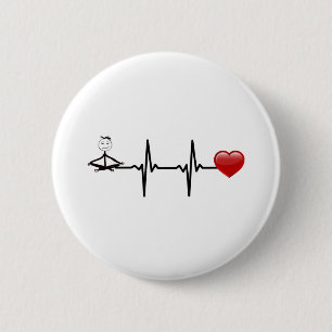 yoga heart 6 cm round badge