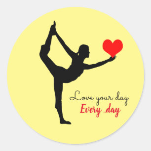 Yoga Heart & Love your day, Every day / Yogini  Classic Round Sticker