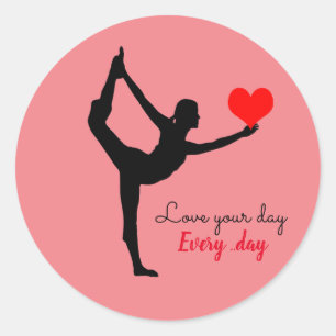 Yoga Heart & Love your day, Every day / Yogini  Classic Round Sticker