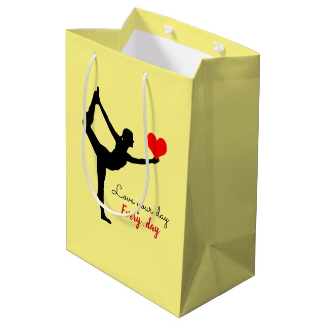 Yoga Heart & Love your day, Every day / Yogini  Medium Gift Bag (Back Angled)