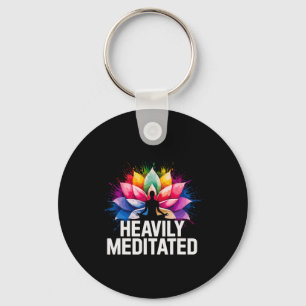 Yoga Heavily Meditated Lotus Flower Watercolor Zen Key Ring