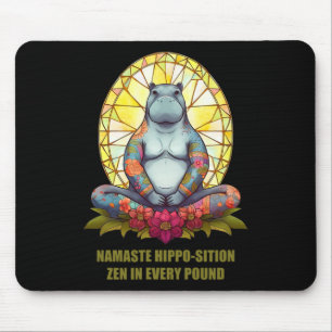 Yoga Hippo In Meditation Pose, Peaceful Zen In Eve Mouse Mat