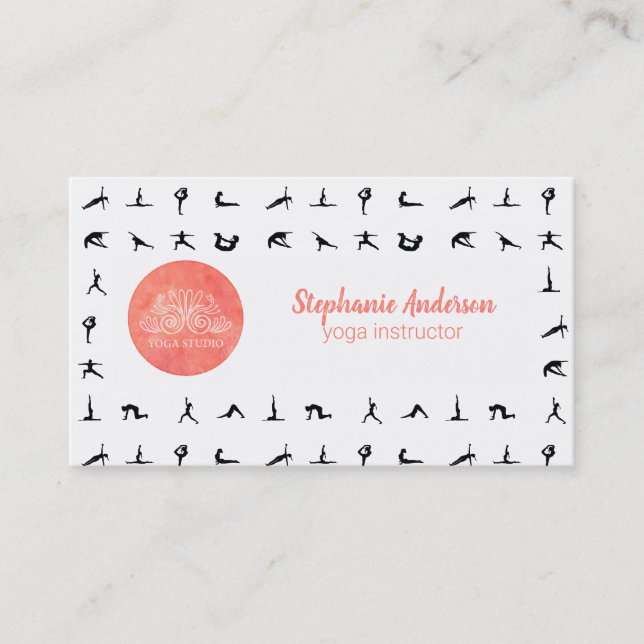 Yoga Icon | Watercolor | Yoga Poses Business Card (Front)