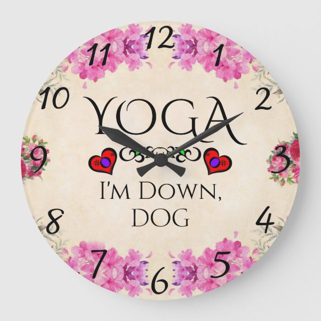 Yoga I'm Down, Dog Wall Clock (Front)
