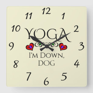 Yoga I'm Down, Dog Wall Clock