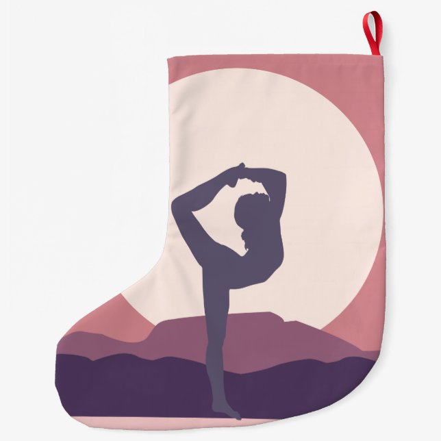 Yoga in Purple Large Christmas Stocking (Back)