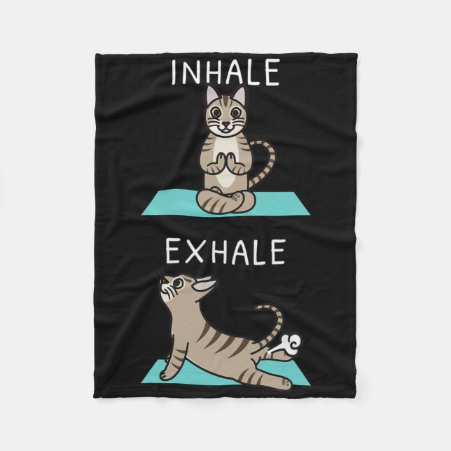 Yoga Inhale Exhale Devon Rex Cat Pet  Fleece Blanket (Front)