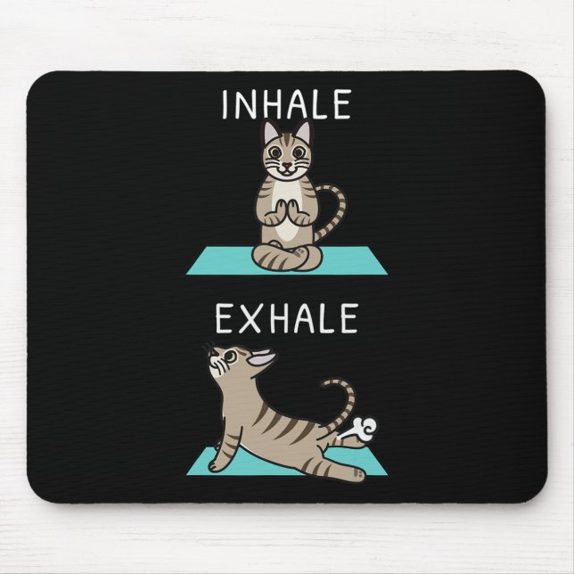 Yoga Inhale Exhale Devon Rex Cat Pet  Mouse Mat (Front)