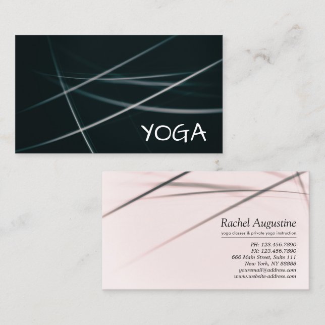 Yoga Instructor Abstract Black White Lights Curves Business Card (Front/Back)