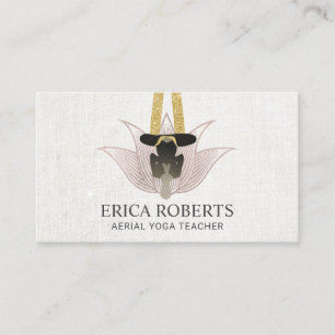 Yoga Instructor Aerial Yoga Rose Gold Lotus Business Card