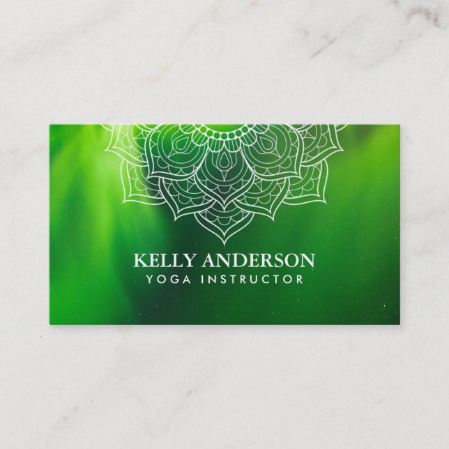 Yoga Instructor Aurora & Mandala Business Card (Front)
