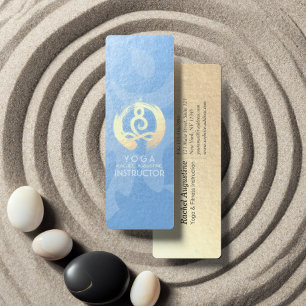 Yoga Instructor Blue & Gold Meditation Pose ZEN OM Mini Business Card