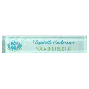 Yoga Instructor   Blue Lotus Flower Zen Meditation Nameplate