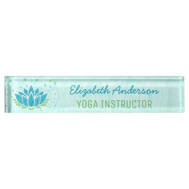 Yoga Instructor | Blue Lotus Flower Zen Meditation Nameplate (Front)