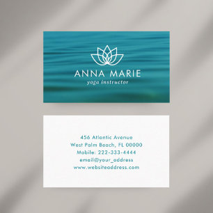 Yoga Instructor Blue Ocean Waves Business Card