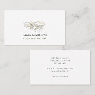 Yoga Instructor Botanical Sage Green Business Card
