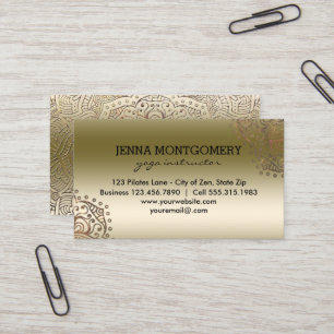 Yoga Instructor Chic Gold   Boho Mandala Pattern Business Card