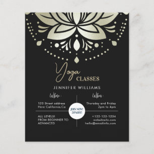 Yoga Instructor Classes Gold Lotus Mandala Black Flyer