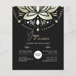 Yoga Instructor Classes Gold Lotus Mandala Black Flyer