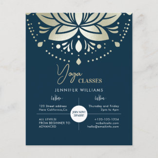 Yoga Instructor Classes Gold Lotus Mandala Flower Flyer