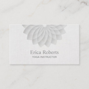 Yoga Instructor Classy White Lotus Floral Business Card