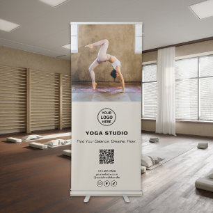 Yoga Instructor Custom Logo QR Photo Business Retractable Banner