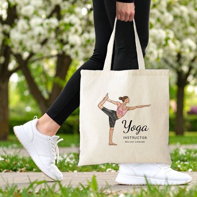 Yoga Instructor Dancer Pose Teacher Custom Name Tote Bag (Creator Uploaded)