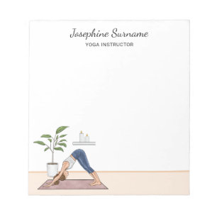 Yoga Instructor Downward Dog Pose Workout Woman Notepad