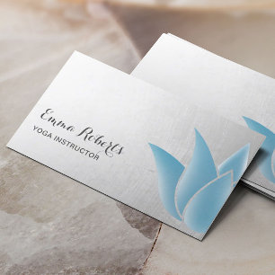 Yoga Instructor Elegant Blue Lotus Healing Spa Business Card