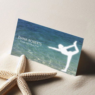 Yoga Instructor Elegant Blue Ocean Business Card