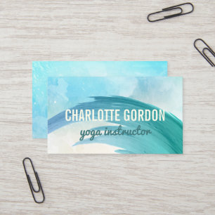 Yoga Instructor Elegant   Turquoise Watercolor Business Card