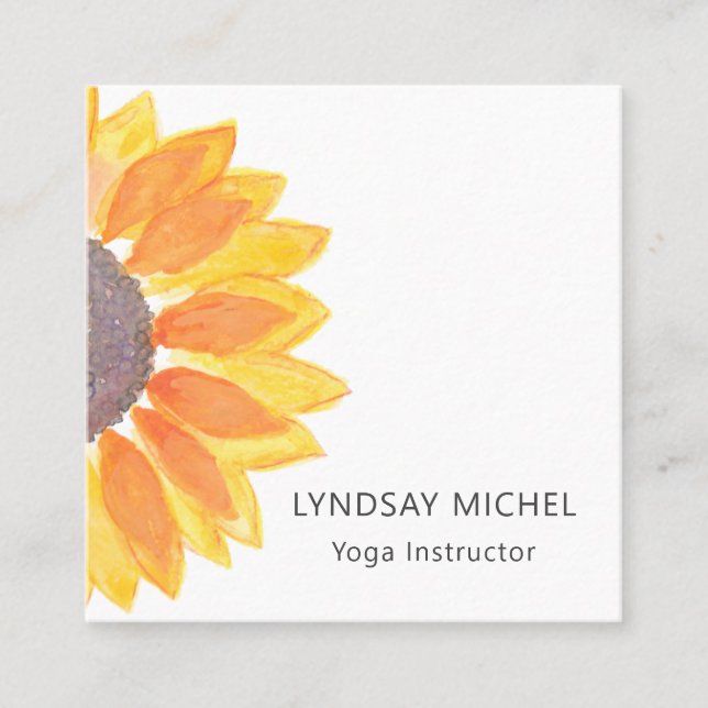 Yoga Instructor Floral Square Business Card (Front)