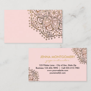 Yoga Instructor Gold    Abstract Floral Mandala Business Card