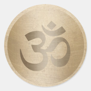 Yoga Instructor Gold Circle Om Symbol Classic Round Sticker