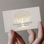 Yoga Instructor Gold Life Tree Vintage Linen Business Card<br><div class="desc">Yoga Instructor Gold Life Tree Vintage Linen Business Cards.</div>