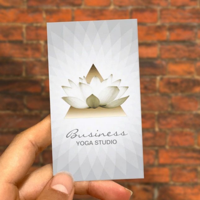 Yoga Instructor Gold Lotus Logo Modern Geometric Business Card (Creator Uploaded)