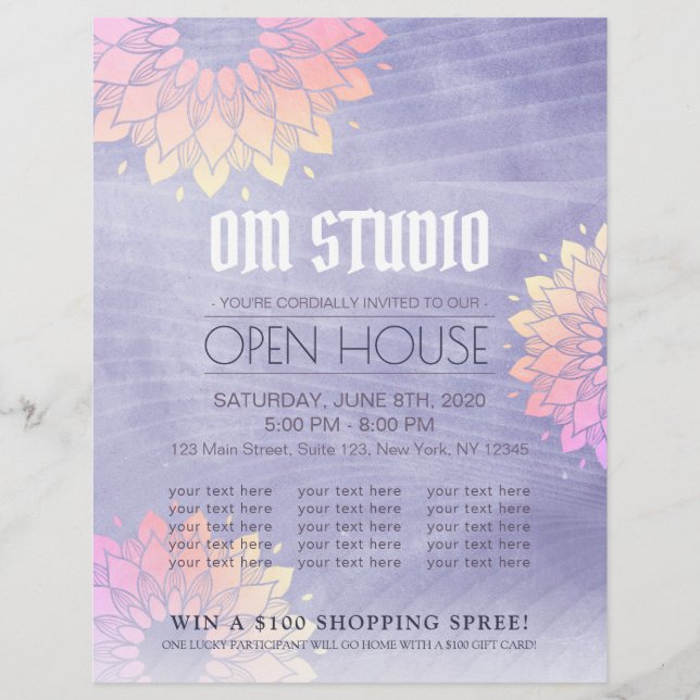 Yoga Instructor Gold Mandala Open House Flyer (Front)